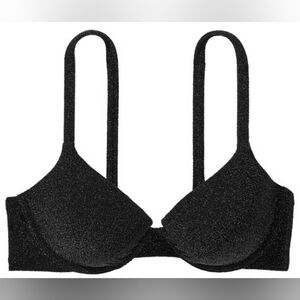 34DD Victoria's Secret Swim Shimmer Icon PushUp Bikini Top Black